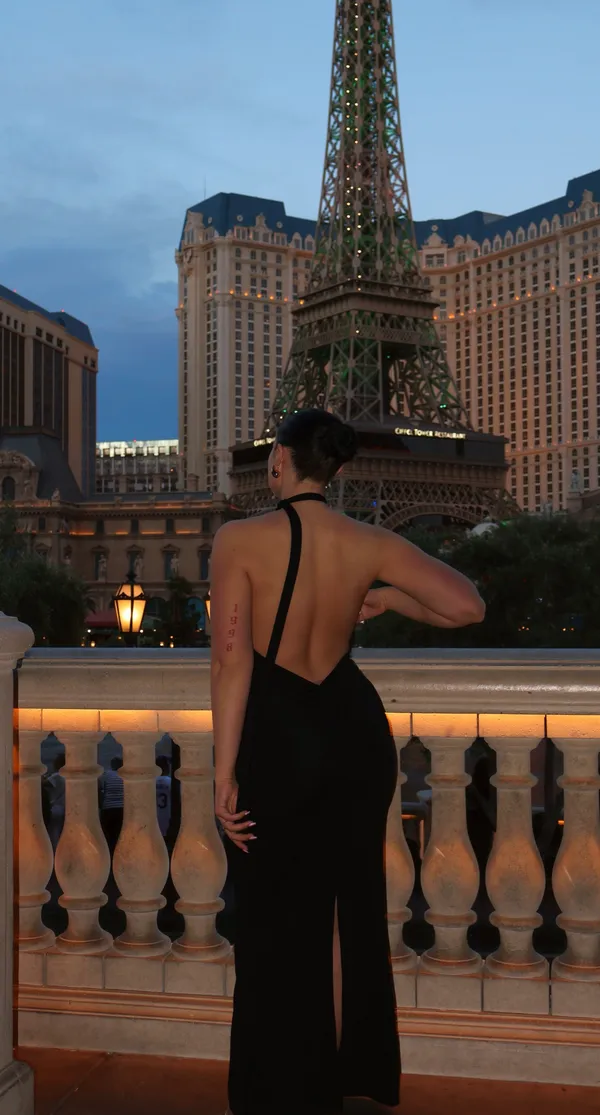 Shein Black open back drape maxi dress - Image 4
