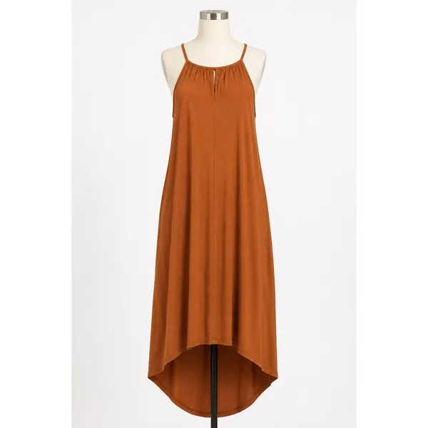 If You Be My Star‎ I'll Be Your Sky Rust Brown High-Low Halter Dress Large - Image 2
