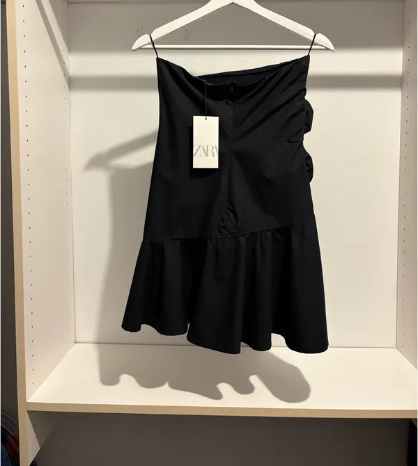 Zara raised flowers strapless poplin Mini Dress NWTS - Image 5