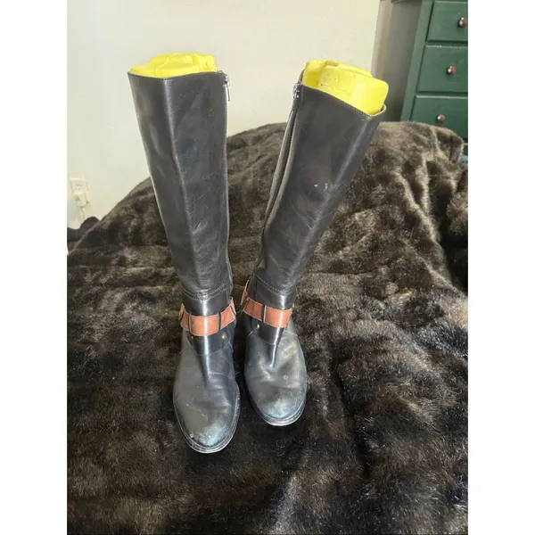 Sam Edelman Two-Tone Tall Riding Boots with Buckle Detail equestrian 6.5 - Image 2