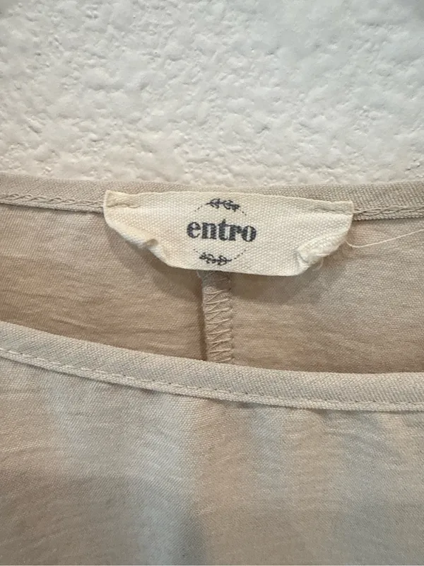 Entro Beige Oversized Dolman Short Sleeve Relaxed Tunic Top Large - Image 3
