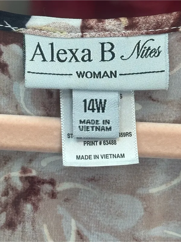 Alexa B Nites Floral Chiffon Maxi Dress Size 14W Wrap V Neck Flutter Sleeve - Image 7
