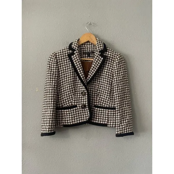 Brooks Brothers Checked Tweed Cropped Jacket - Image 5