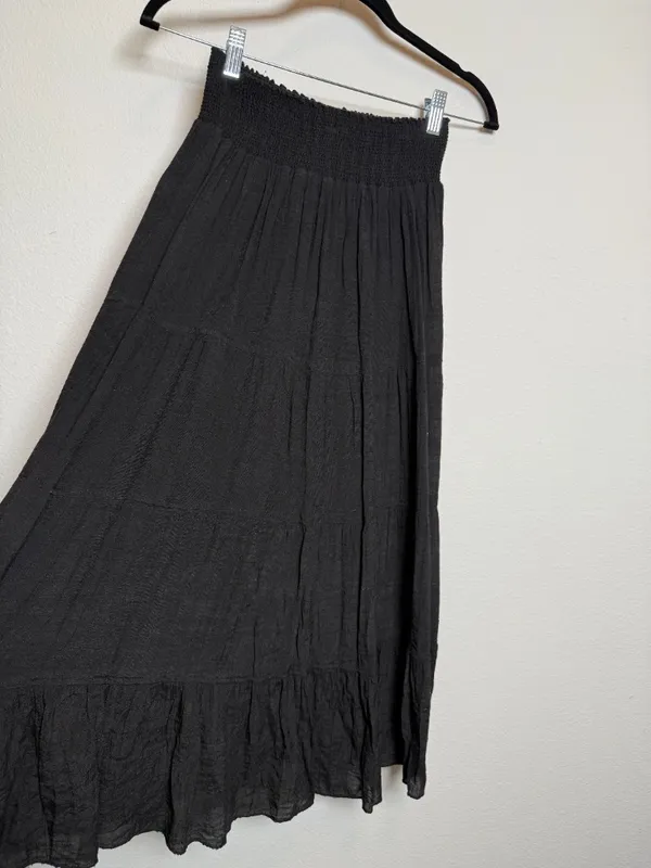 Y2K Black Tiered Peasant Maxi Skirt - Image 6