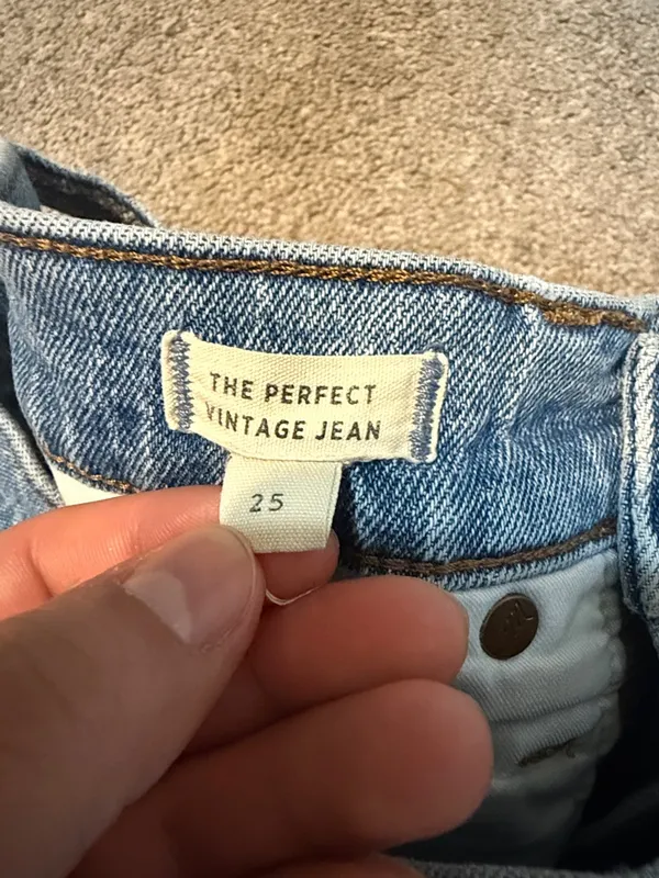 Madewell Light Wash Raw Hem Perfect Vintage Jeans Size 25 - Image 5