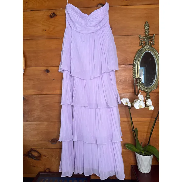NWT Lulus Seriously Sensational Lavender Strapless Tiered Maxi Dress Gala Sz XS - Image 2
