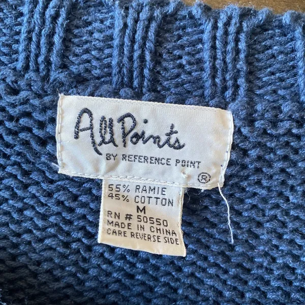 All Points Floral Knit Sweater Womens Size M Blue Vintage 90s Cotton Butter Mom - Image 7