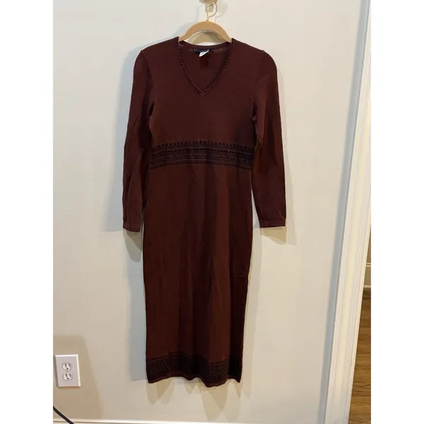 Peruvian Connection Long Sleeve Pima Cotton Sweater Dress Tribal Size XS - Image 3