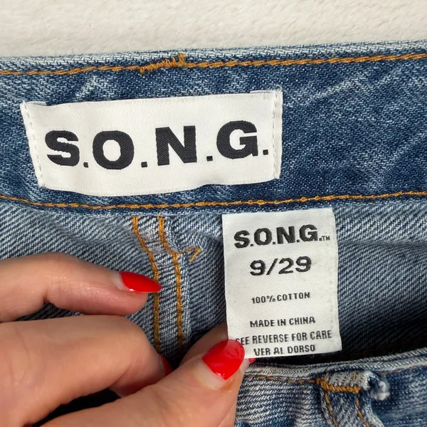 S.O.N.G. 9 29 Jeans Wide Leg Distressed High Rise Button Fly Boho Grunge Punk - Image 6