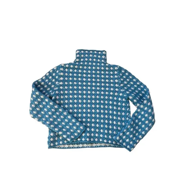 Anthropologie Sleeping on Snow Popcorn Stitch Pullover Sweater Size M Blue - Image 2