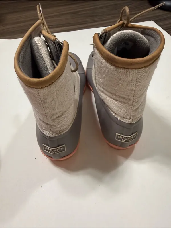 Sperry Top Sider Saltwater Duck Boot Rain Boot Pop Linen Rose Gray Pink Size 8.5 - Image 4