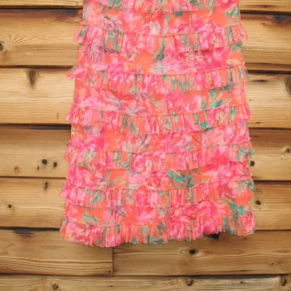 Mac Duggal 8137 Multicolor Strapless Floral Micro Ruffle Dress - Image 14