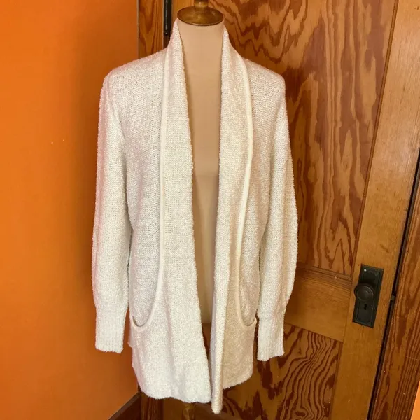 Vtg 90s fuzzy oversized cream cardigan - Image 4