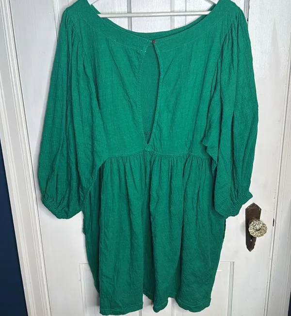 Free People Get Obsessed Emerald Green Babydoll dress W1035 Sz S - Image 11