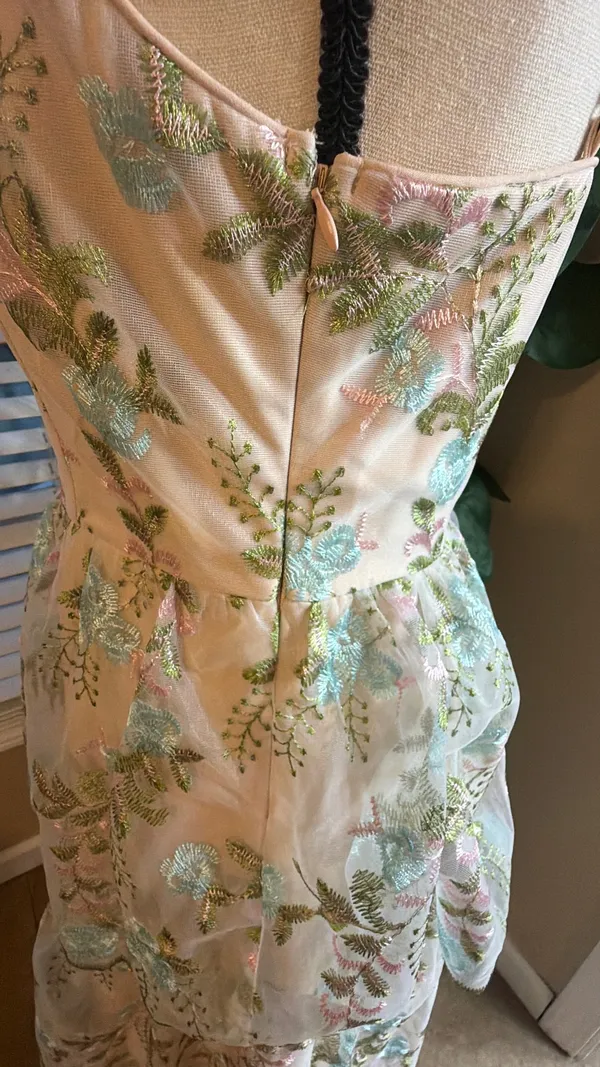 Vici Pink Embroidered Floral Tiered Spaghetti-Strap Dress - Image 4
