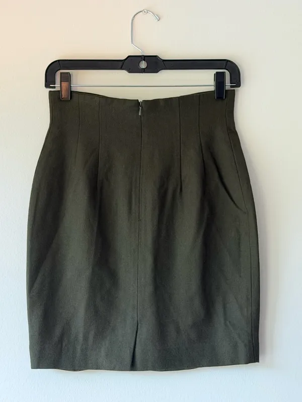 bossini Vintage Dark Green High Waist Pencil Skirt - Image 5