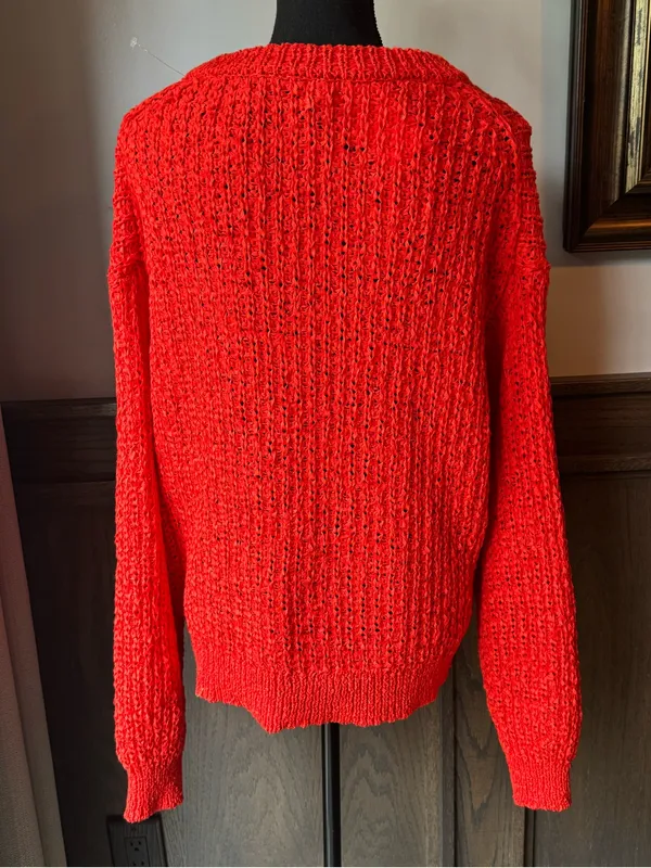 a new day bright orange open knit Crewneck Sweater xxl nwt - Image 4