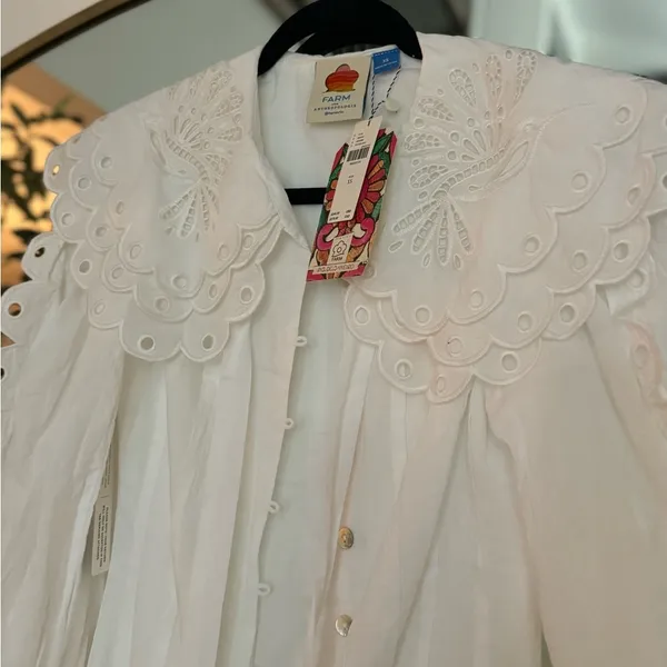 Farm Rio Long-Sleeve Embellished Collared Mini Dress - Image 5