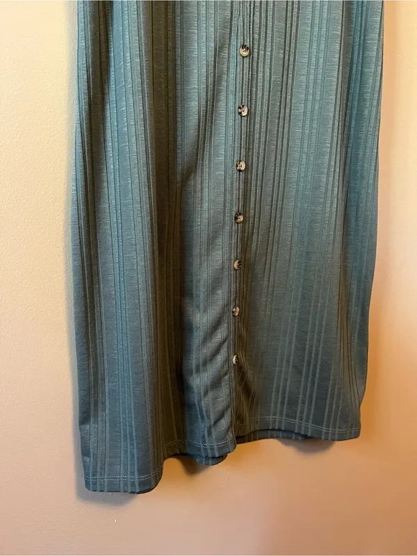Splash Olive Green Ribbed Button-Front Dress - Image 3