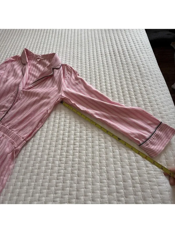 Victoria’s Secret Pink Striped PJ Pajama Sleep Romper Sz S Small - Image 6