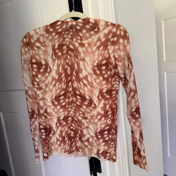 Worth New York Crewneck Sweater Deer Wool Antelope Print Pullover‎ - Image 4