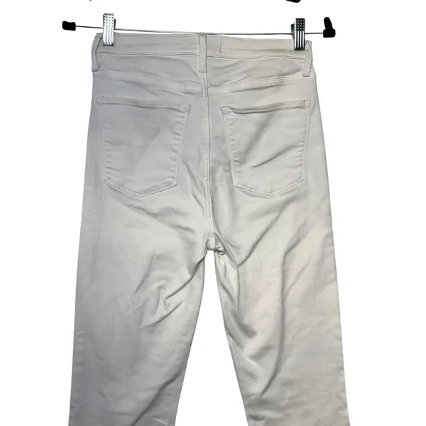 Abercrombie & Fitch Ultra High‎ Rise Flare Jeans White Button Fly Raw Hem 26/2R - Image 8