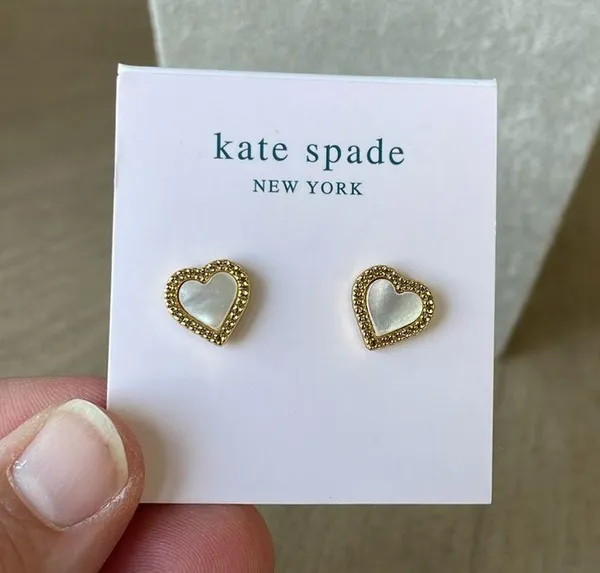 Kate Spade Heart Mother of Pearl Earrings. New! - Image 2