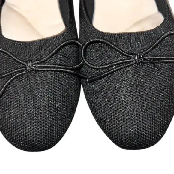 Black Ballet Flats with Bow. New Size 6 - Image 2