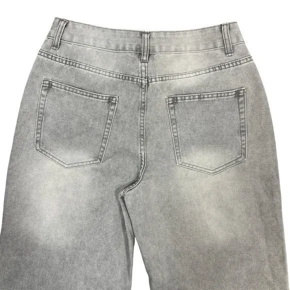 Light Gray Wash Wide Leg‎ Jeans Sz Medium Faded Relaxed Trendy Casual Retro NEW - Image 6