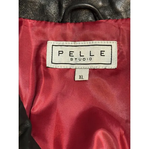 Pelle Studio Black Leather Blazer Jacket Women's Size XL Red Satin Lining - Image 7