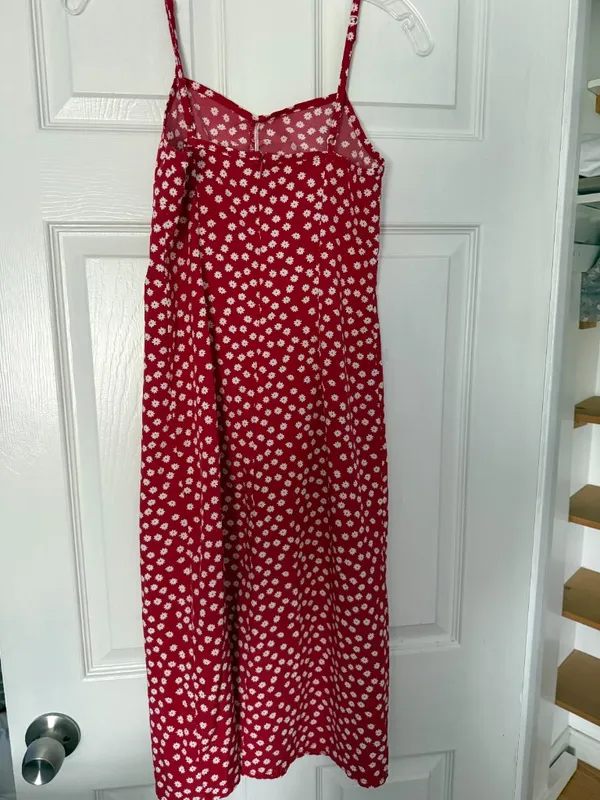 Red Floral Midi Dress - Image 4
