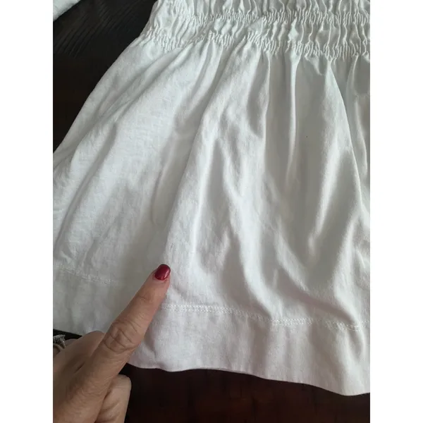 GANNI Top Shirt Women's Small Shirred Blouse Organic Cotton Jersey White #KL6-1 - Image 10