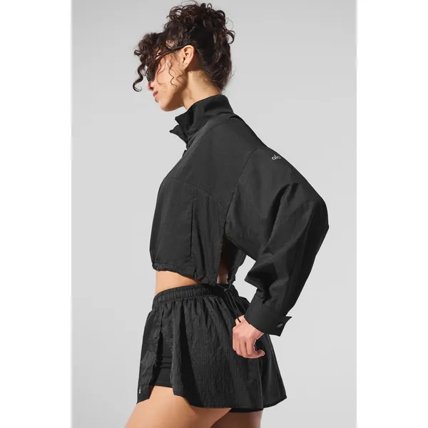 Alo Yoga Cropped 1/4 Zip Aerial Pullover Black S - Image 4