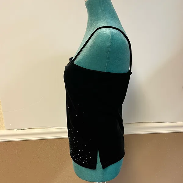 Y2K Black Velvet‎ Rhinestone Cami Top – Size S - Image 3