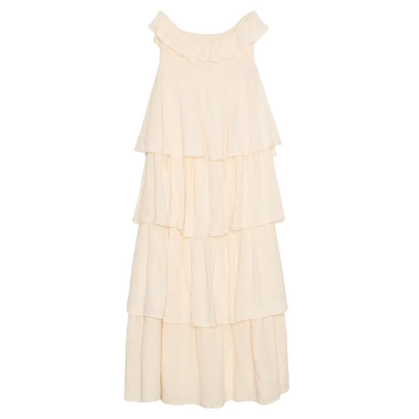Vici Dress Maxi Cottagecore Prairie Boho Tiered Ruffle Romantic Feminine Cream Small - Image 2