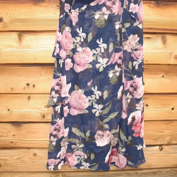 NWT XSCAPE Women's Surplice Tiered Gown Size 12 Blue - Image 9