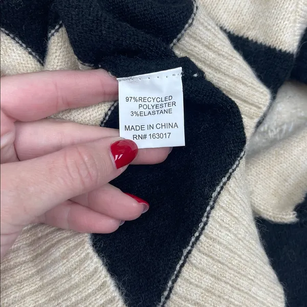 Princess Polly Striped Beige and Black Cropped Sweater - Image 4