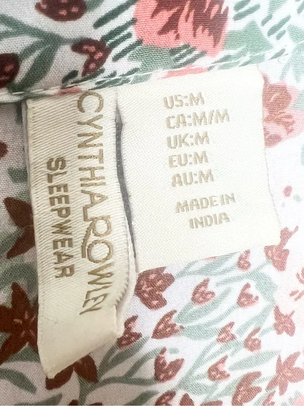 Cynthia Rowley Floral Multicolor Button-Front Cropped Sleep Shirt Size Medium - Image 12