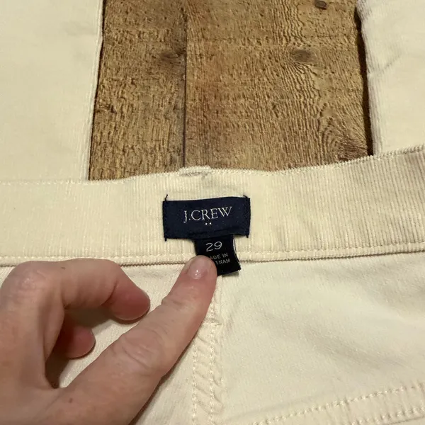 J. Crew Factory Women's Cream Corduroy Straight Leg Pants Sz 29 Classic Preppy - Image 3