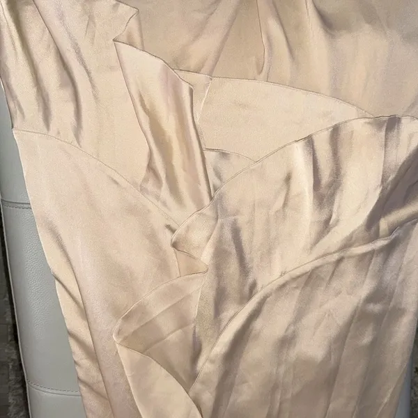 Show Me Your Mumu Samantha Ruffle Wrap Satin Midi Dress Champagne Small‎ - Image 11