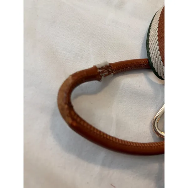 Saddle Bag Crossbody Cognac‎ Brown Striped Webbing Strap Boho Chic Handbag - Image 10