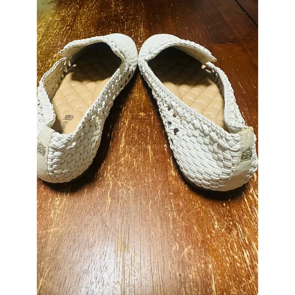 BIRDIES The Starling White Woven Leather Slip On Loafers Flats size 6 - Image 3