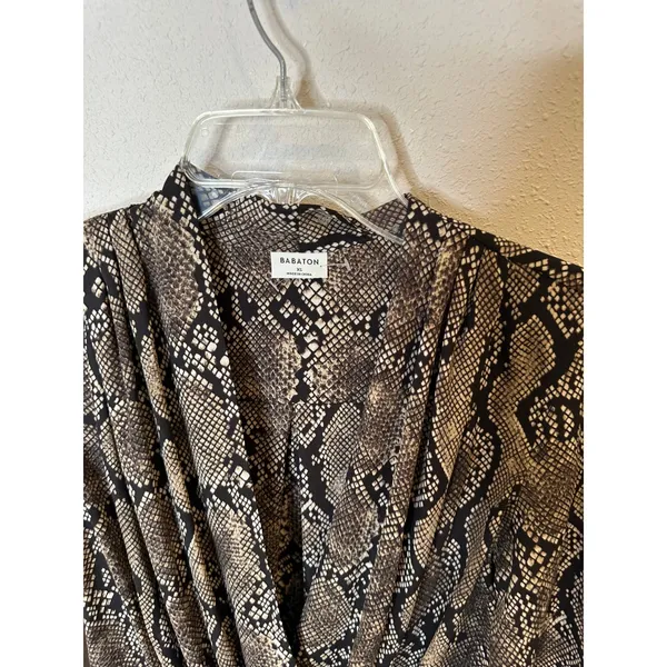BABATON Snake‎ Print Long Sleeve Draped Bodysuit Women's XS - Image 2
