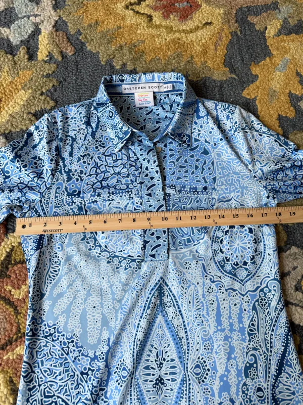 Gretchen Scott Everywhere Shirt Dress SZ Small in Paisley Medallion Mosaic Print - Image 5