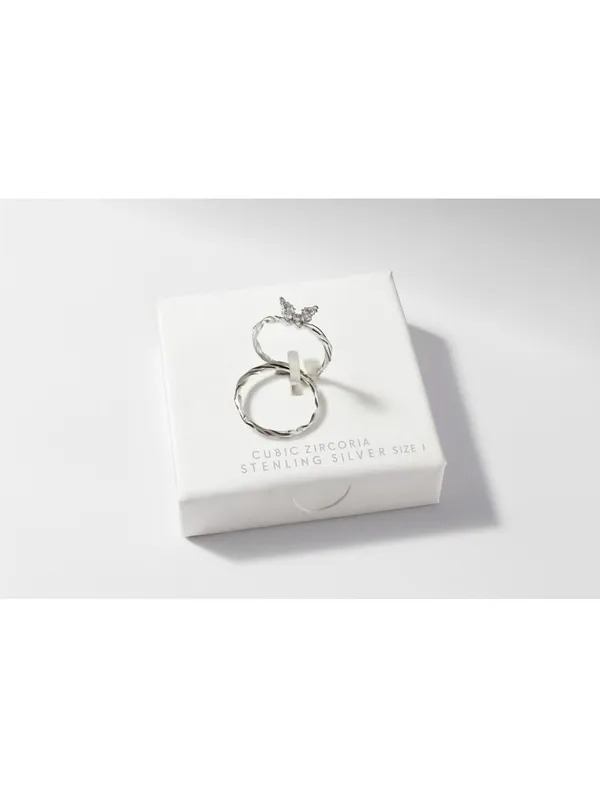 Sterling Silver Cubic Zirconia Ring Set Size 7 – 925 Engagement Wedding Band - Image 2