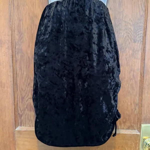 Vintage Y2K Black Velvet Mini Skirt Ruched Witch Whimsigoth Fairy Goth Rave‎ XL - Image 6