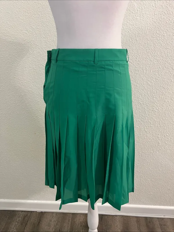 BCBGMaxAzria Emerald Green Pleated Skirt - Image 2