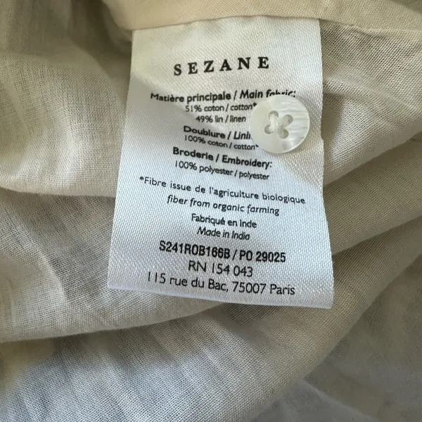 Sézane NWT Alizia Dress Sz 38 Linen Cotton Blend Texuted Embroidered - Image 7