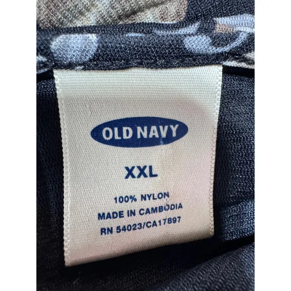 Old Navy XXL Black Floral‎ V-Neck Top Women's Long Sleeve Cinch Cuff - Image 2