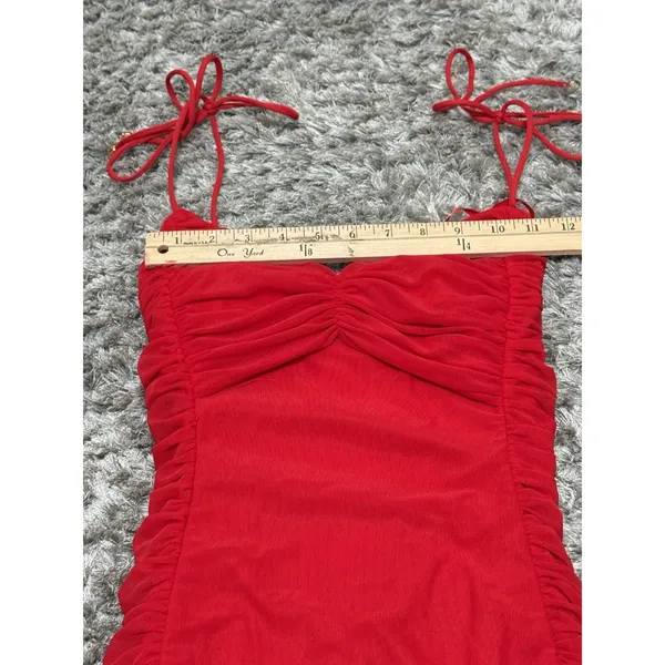 Selfie Leslie Bambi Red Ruched Mini Dress Women’s Bodycon Y2K Clubwear S NWOT - Image 14